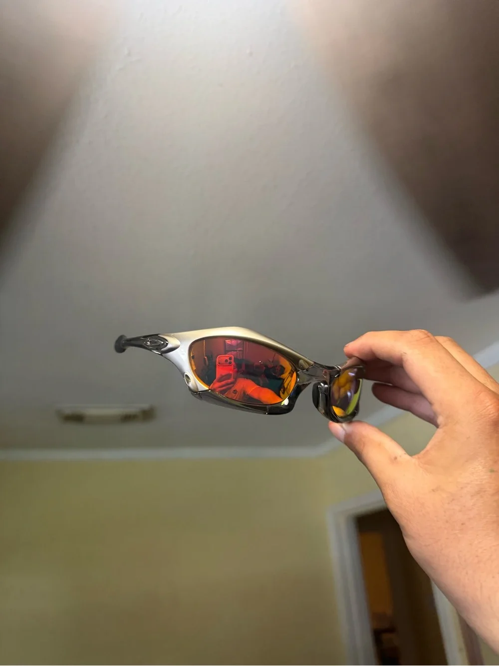 Sport Shield Sunglasses with Red Mirrored Lenses Oakley